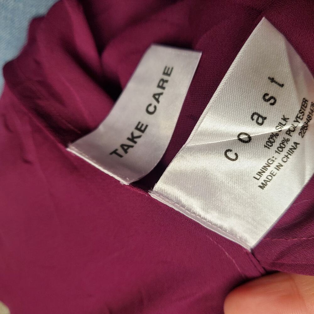 Silk Fairycore Skirt Asymmetrical Hem Magenta Midi Coast - Size 14 - Picture 5 of 8